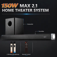 Sistem Soundbar SAMTRONIC 2.1 Saluran dengan Mikrofon Nirkabel dan Subwoofer untuk Proyektor KTV Rumah