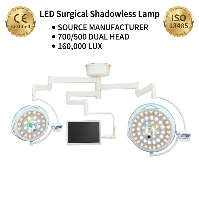 LED Surgical Operating Light Ceiling 700/500 Shadowless Lamp with LED & HIKVISION HD Camera for Hospital Operating Room