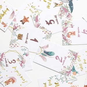 Carte mensuelle réversible Boho pour bébé, cartes de étapes, en papier, pour prise de photographie de nouveau-né, pour garçon et fille, - Product Image 4