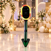 Photomaton portable ovale pour iPad, idéal pour les mariages et les fêtes, avec anneau lumineux pour photomaton