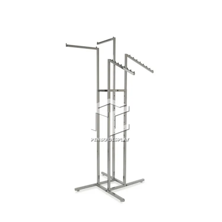 โรงงานราคา 4 WAY ชั้นฟรีการ์เม้นท์ Rack Chrome โลหะเสื้อผ้า Rack