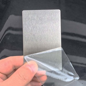 Tarjeta de presentación de acero inoxidable de 86x54x0,8 mm, placa de identificación de metal cepillado de doble cara para suministros de oficina - Product Image 1