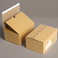 Boîte d'expédition auto-élevante en papier kraft imprimé, étanche, pour cadeaux, vente en gros pour petites entreprises, emballage personnalisé en carton pour envoi postal