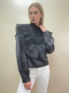 AIMEISI Nuove Bluse Eleganti da Donna <span class=keywords><strong>con</strong></span> Pieghe Uniche e <span class=keywords><strong>Paillettes</strong></span> Traforate - Product Image 2