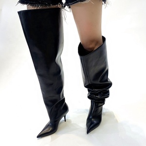 <span class=keywords><strong>2023</strong></span> <span class=keywords><strong>bottes</strong></span> à talons hauts en tissu métallique à la mode personnalisées grandes <span class=keywords><strong>bottes</strong></span> au-dessus du genou pour femmes - Product Image 4