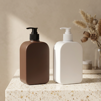 Distributeur de shampoing liquide carré durable, écoresponsable et polyvalent 250ml 500ml, pompe à savon, bouteille en plastique pour cosmétiques avec couvercle de rangement