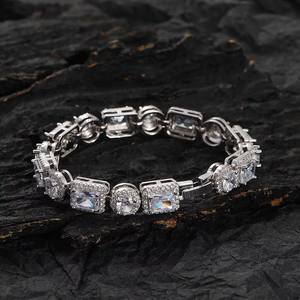 Tennis Bracelet, Rectangular Round <b>Spacer</b> Copper Inlaid Zircon Couple Fashion Tanjing Fashion Lijing Necklace - Product Image 3