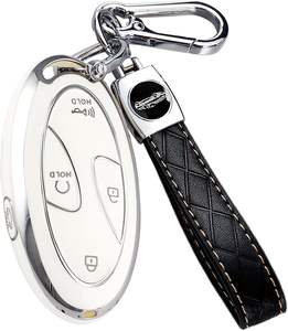 Compatible avec la <span class=keywords><strong>coque</strong></span> de <span class=keywords><strong>clé</strong></span> <span class=keywords><strong>Hyundai</strong></span>, convient pour Sonata Santa Fe Tucson KONA Grandeur Ioniq, étui de <span class=keywords><strong>clé</strong></span> souple avec porte-clés en cuir - Product Image 3