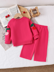 เสื้อผ้าเด็ก เสื้อผ้าเด็กใหม่สุดพิเศษสำหรับเด็กวัยหัดเดิน เสื้อแขนยาวและกางเกงสีแดงกุหลาบ 0-3Y - Product Image 2