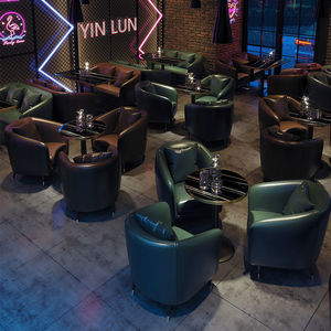 Juego de <span class=keywords><strong>Bar</strong></span> de Estilo Industrial Retro Moderno y Simple, Muebles de <span class=keywords><strong>Bar</strong></span> Comerciales con Marco de Madera y Metal, Resistentes al Agua, con Cuero Genuino - Product Image 3