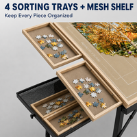 Table de puzzle pliable peu encombrante avec hauteur et angle d'inclinaison réglables, plateau en bois et feutre pour adultes, cadeau familial