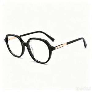 Occhiali Anti Luce Blu con Montatura Grande Rotonda Poligonale, Corpo in Acetato con Motivi, Occhiali Trendy per Casa, Viaggi e Street Style - Product Image 2