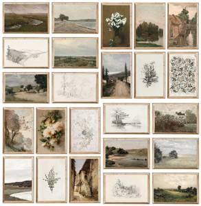 SQ French Country Prints Set Wall Gallery Art Vintage Canvas Prints Decoración rústica Cozy Neutral Muted Prints Art Painting - Product Image 2