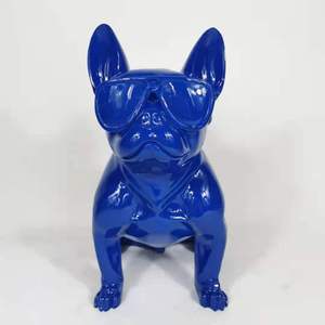 レジンクラフトモダンオフィス家の装飾金動物像赤黒色犬の彫刻 - Product Image 6