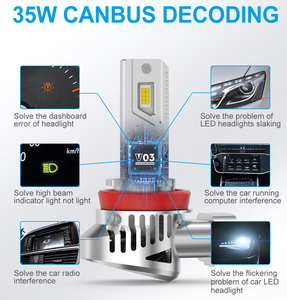 V03 voiture H7 ampoule de phare H11 70W Canbus sans erreur CSP 6000K 9005 9006 9012 LED phare antibrouillard H4 - Product Image 6