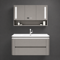 Meuble de salle de bain intelligent mural en aluminium au design moderne, antirouille, étanche, léger, avec rangement pour la maison et l'hôpital