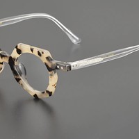 Monture de lunettes de lecture unisexe, faite à la main, en acétate bleu, imprimé vintage, octogonale, géométrique, durable, haut de gamme, transparente, à monture complète