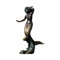Figurine de sirène en bronze, style fantastique, pour la décoration de pavillon extérieur, ornement de patio, art de jardin