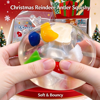 Jouet Squishy Renne de Noël en Vaseline, Jouet Anti-Stress Transparent de Simulation Non-Extensible à Presser, Jouet ASMR pour Soulager le Stress, Vente en Gros