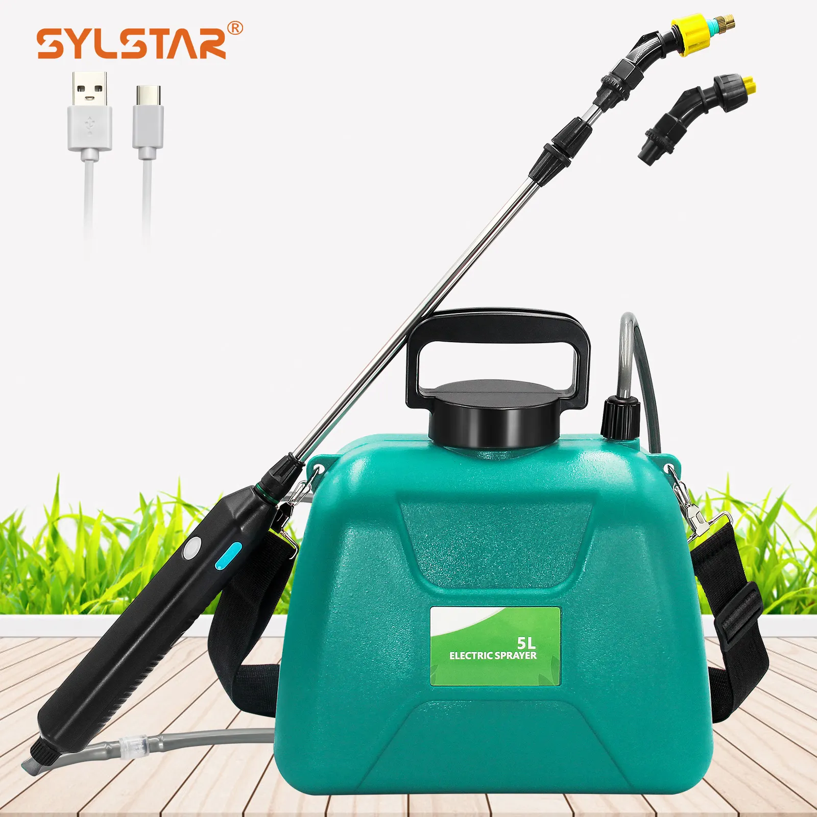 Sylstar 5L аккумуляторная батарея Usb водяной насос электрический водонагреватель <span class=keywords><strong>ABS</strong></span> Сад опрыскиватель давления