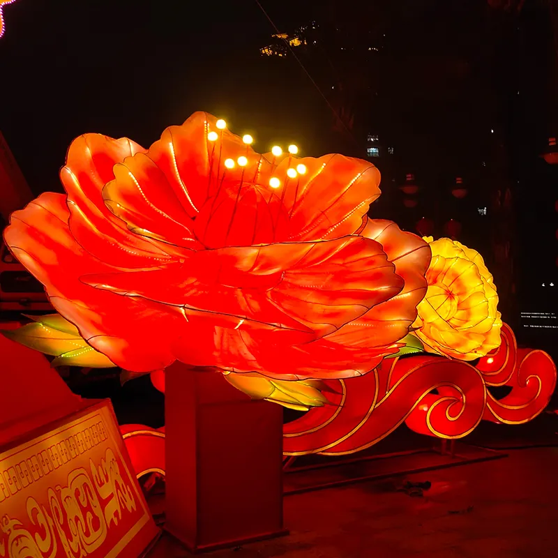Außen Led chinesische Blumenlaterne für Festivaldekoration Seiden chinesische Laternen