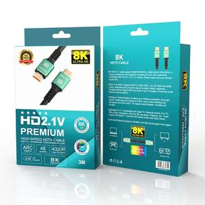 2.1 câble HDMI HD 8K 60hz 4K 120Hz PVC plaqué or isolé 1M 2M 3M fil vidéo 3D HDMI Kabel pour <span class=keywords><strong>HMDI</strong></span> - Product Image 1