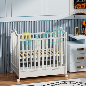 Cunas de Estilo Europeo para Niños en Madera Maciza Muebles de Cama Infantiles Cunas de Bebé Ajustables con Cajón - Product Image 2