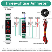 DIN Rail AC Voltmeter Ammeter Frequency Meter 3 in 1 Tampilan Digital 80-500V 0-100A 0-99Hz Dengan Transformator Arus Terpisah CT
