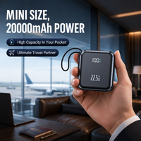 Chargeur portable super rapide PD 22,5 W avec câble intégré bidirectionnel, batterie Li-polymère 20000 mAh, affichage numérique, batterie externe universelle