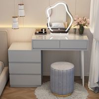 Table de toilette moderne de luxe avec miroir à LED et tiroir pour chambre à coucher, salon, hôtel ou salle à manger