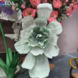 LEDA Wedding Events Decor Supplies Handmade Artificial <b>Paper</b> Green Organza Soft Giant Flower for Wedding Party - Product Image 1