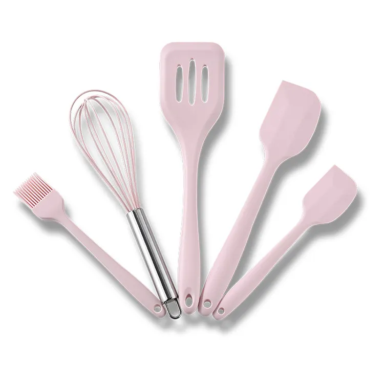 Kit d'outils de cuisson en ligne Offre Spéciale sans BPA, 5 pièces, brosse en Silicone, grattoir, fouet à œufs, ensemble de spatules