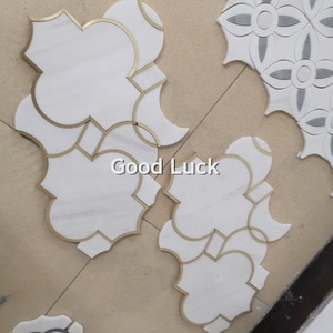 <strong>Lantern</strong> Shape Marble Waterjet Mosaic Inlay <strong>Brass</strong> for Wall Floor Tile - Product Image 6