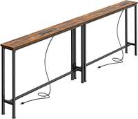 Table basse moderne convertible en bois, longue et étroite, avec station de charge intégrée, pour salons et canapés, mobilier de maison