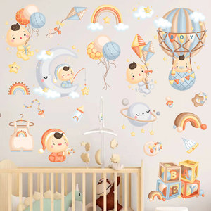 Decorazione <span class=keywords><strong>camera</strong></span> <span class=keywords><strong>da</strong></span> <span class=keywords><strong>letto</strong></span> cartone animato arcobaleno con palloncino bambino scuola materna <span class=keywords><strong>adesivi</strong></span> <span class=keywords><strong>da</strong></span> parete immagine - Product Image 4