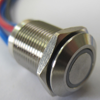 ZLQ12G-SWP10F-EB9-24V-SL150 sementara tahan air IP67 IK08 lampu cincin biru LED SUS House diterangi saklar tombol tekan logam