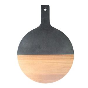 Tabla de cortar de cocina de bambú natural redonda personalizada, plato de queso y bistec ecológico - Product Image 1