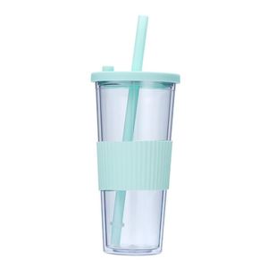 แก้วกาแฟพลาสติกใสสีสันสดใสแบบกำหนดเอง ขนาด 24 ออนซ์ พร้อมฝาและหลอด - Product Image 5