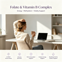 Inkea Bioactive Folate Capsules Soutien Cœur et Cerveau Adulte Antioxydant Anti-Fatigue Sans OGM Sans Gluten Végétarien 60
