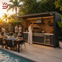 Ensemble de cuisine extérieure directement de l'usine avec armoires en acier inoxydable, barbecue, évier, îlot de rangement, comptoir et design personnalisé