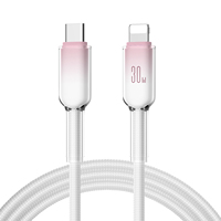 Kabel Data PD tipe-c ponsel, kabel pengisian daya Cepat Ponsel kristal es 30W untuk iPhone 11 12 13 14 15