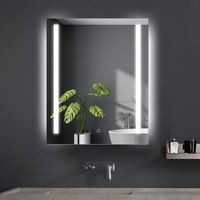 Miroir de salle de bain rectangulaire moderne tendance 50*70cm, mural, éclairé, anti-buée, 3 couleurs, intensité variable, pour hôtel, IP44