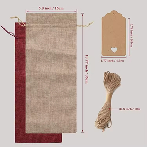 <strong>Wholesale</strong> Custom Printing Logo Christmas Wine Packaging <strong>Tote</strong> Glass Carrier <strong>Bag</strong> <strong>Jute</strong> Drawstring <strong>Bag</strong> for Shopping - Product Image 3