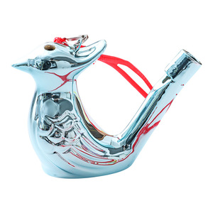 Electroplated Ceramic Bird Water <b>Whistle</b> With Lanyard, Shiny Metallic Glaze Porcelain Water Bird <b>Whistle</b>, Kids Musical Sound Toy - Product Image 1