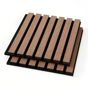 Panel de madera para pared, revestimiento de roble oscuro Akupanel, absorción de sonido, Slatted