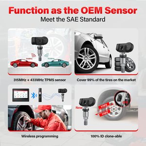 98% 車両カバレッジ2In1プログラマブルTPMSセンサータイヤ空気圧センサー315MHz & 433MHz - Product Image 5
