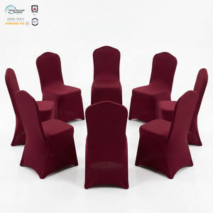 Funda Elástica de Spandex para Silla Plegable de Hotel, Color Borgoña Dorado, Ajustable, para Seminarios, de Grado Comercial - Product Image 1