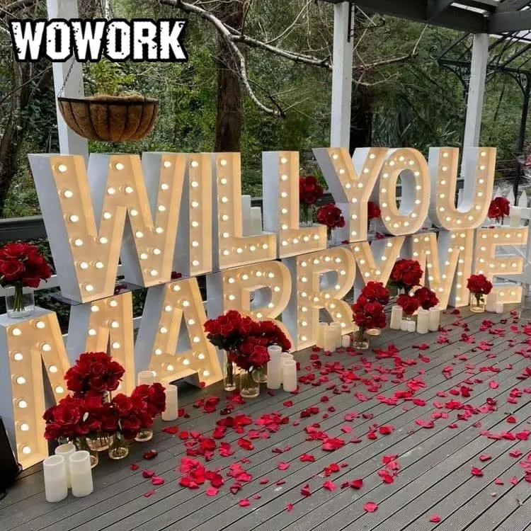 2023 WOWORK big giant large led will you marry me light decorative alphabet letters for wedding party decoration event