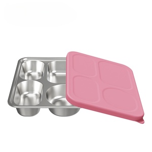 Multi-functional Modern Design Tableware Stainless Steel Plastic Fast Food Tray Grid <b>Lunch</b> <b>Box</b> Solid Tableware Tray - Product Image 6