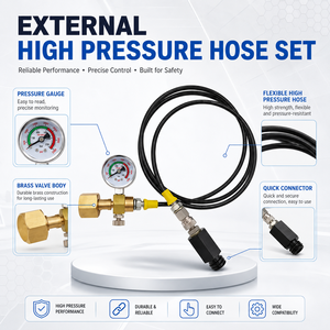 1.5m Black+Gold Copper+TPE Air <b>Tools</b> High Pressure Hose Kit OEM Sodastream Homebrew CO2 Tank Tr21-4 W21.8-14 CGA320 Zimakyfa 1 - Product Image 4
